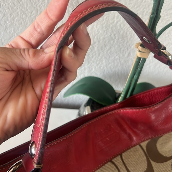 Coach Vintage Brown and Red Leather Zoe Hobo Bag EUC - Picture 11 of 13